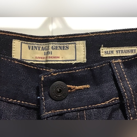 NWOT Vintage Genes 1891 Men's Size 34x32 Slim Straight Dark Wash Denim Jeans - Picture 5 of 6